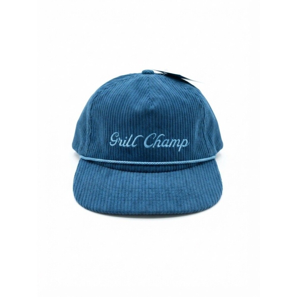 NWT Love x June "Grill Champ" Dad Hat 5-Panel Blue Corduroy Cap Vintage style